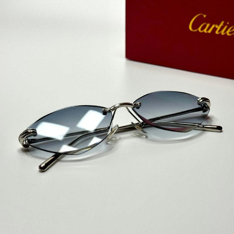 Cartier Rimless CT0489S Silver Blue women's sunglasses Lebanon - ChronoVault - view 4