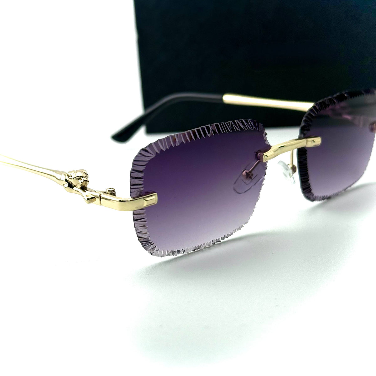Cartier Rimless CT0518S unisex sunglasses Lebanon - Gold frame, Violet Gradient lenses - ChronoVault - view 3