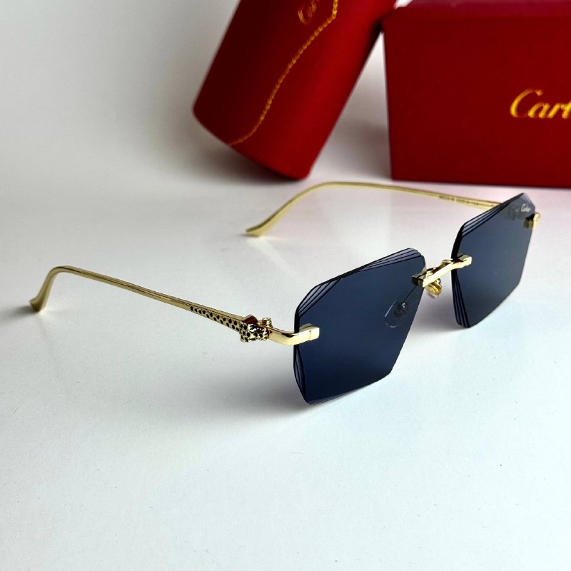 Cartier Rimless CT0531S Gold Blue Sunglasses Lebanon - ChronoVault - view 5