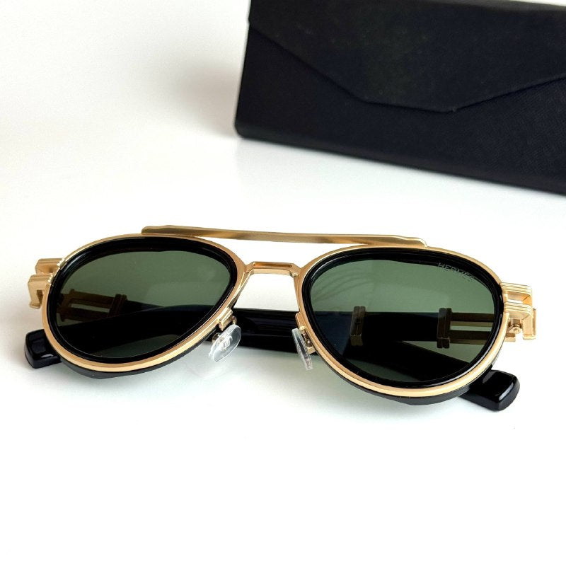 Hermès Round H08S Gold Green Sunglasses Front View Lebanon - ChronoVault - view 5