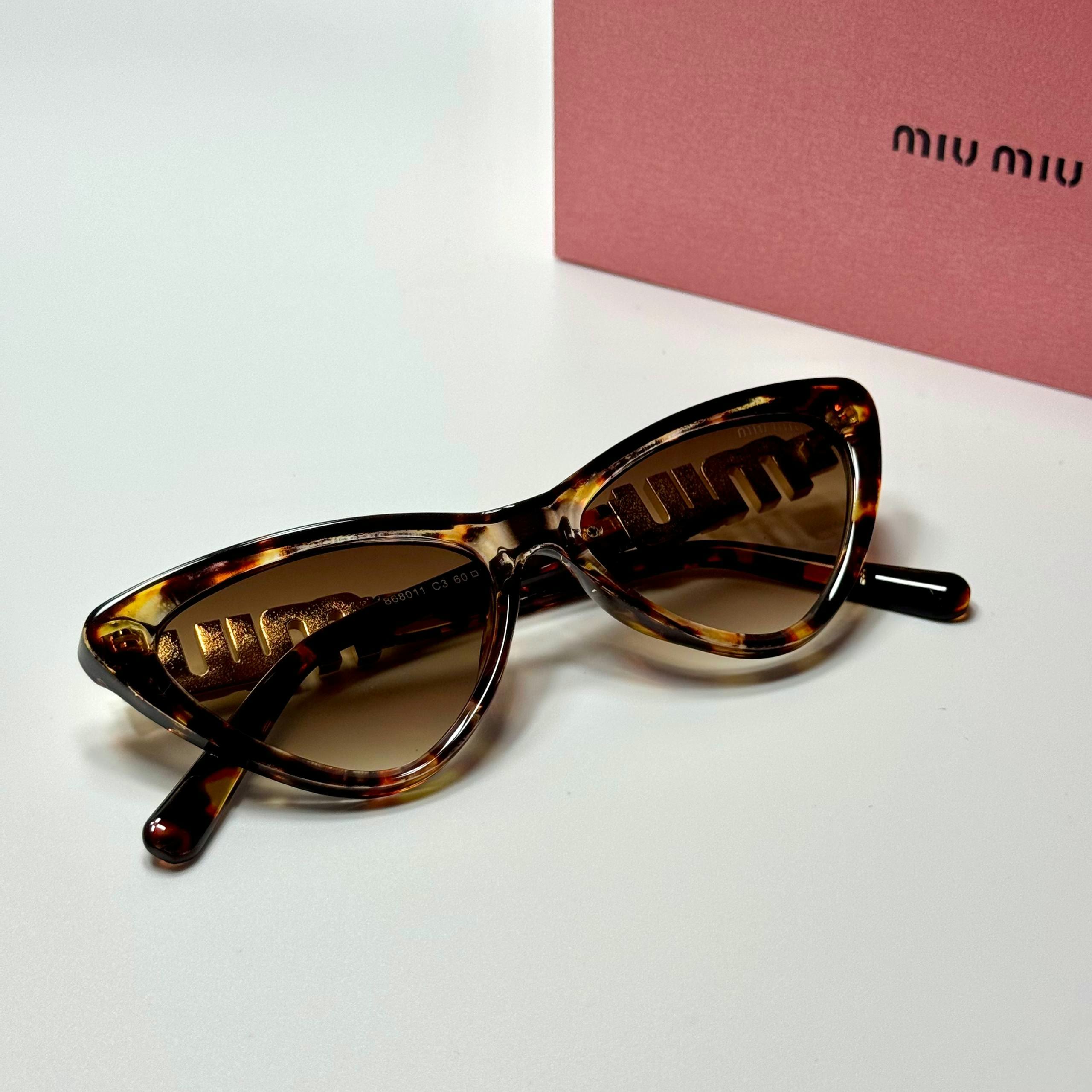 Miu Miu Cat Eye SMU06Z Havana Brown Gold women's sunglasses Lebanon - ChronoVault - view 3