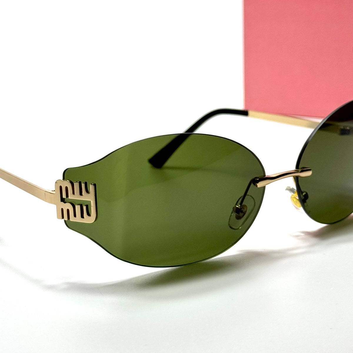 Miu Miu Logo Rimless MU 54YS Gold Green women's sunglasses Lebanon - ChronoVault - view 2