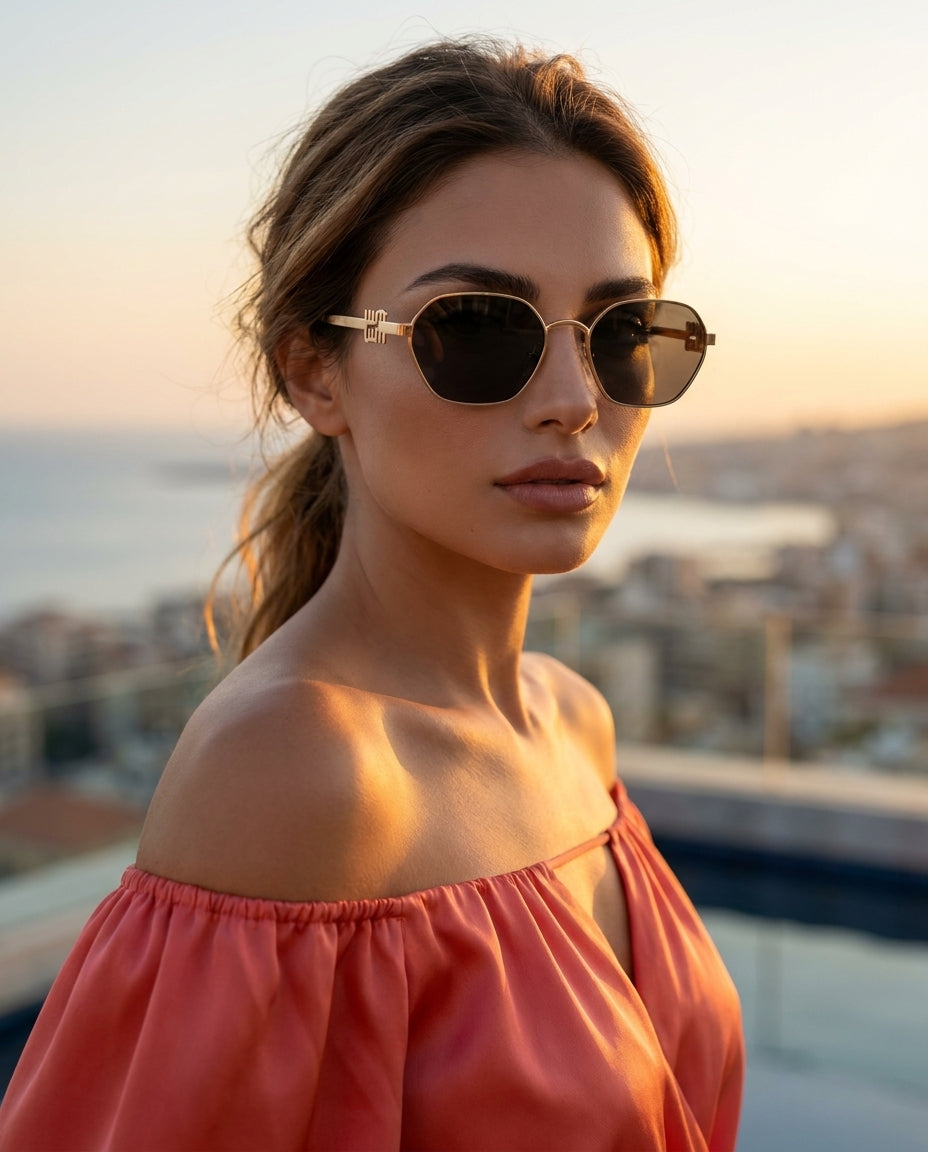 Miu Miu MU Signature Gold Black Sunglasses Lifestyle Lebanon – ChronoVault