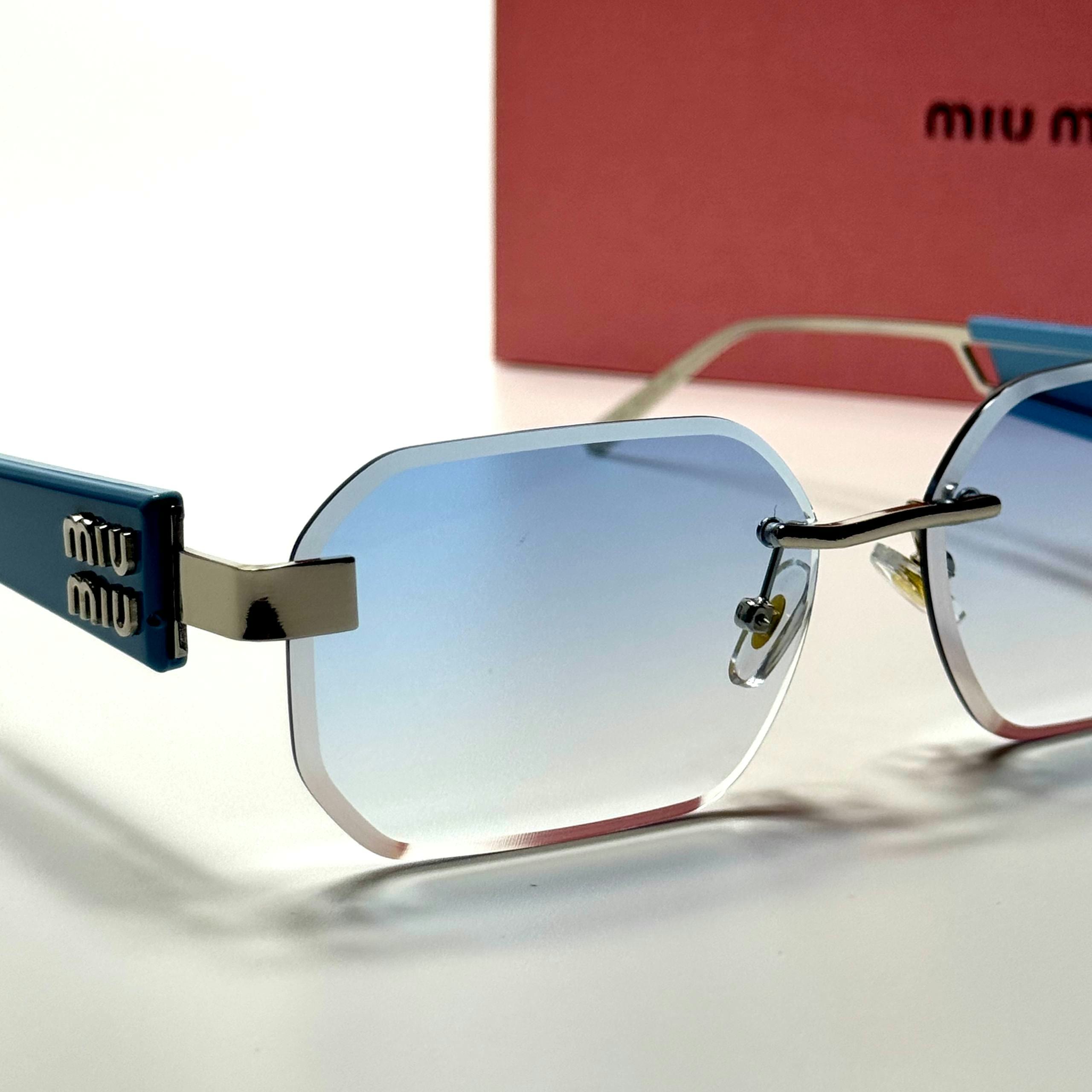 Miu Miu Rectangular Rimless SMU13Z Blue Silver women's sunglasses Lebanon - ChronoVault - view 2
