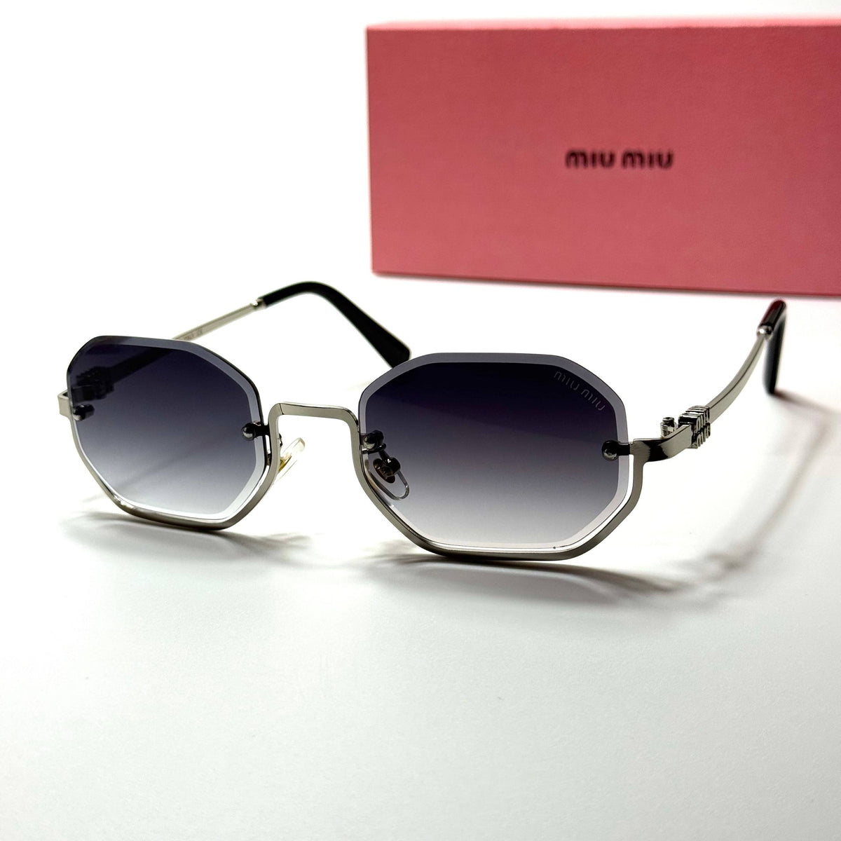 Miu Miu Rimless Octagonal SMU71Z Silver Grey women's sunglasses Lebanon - ChronoVault