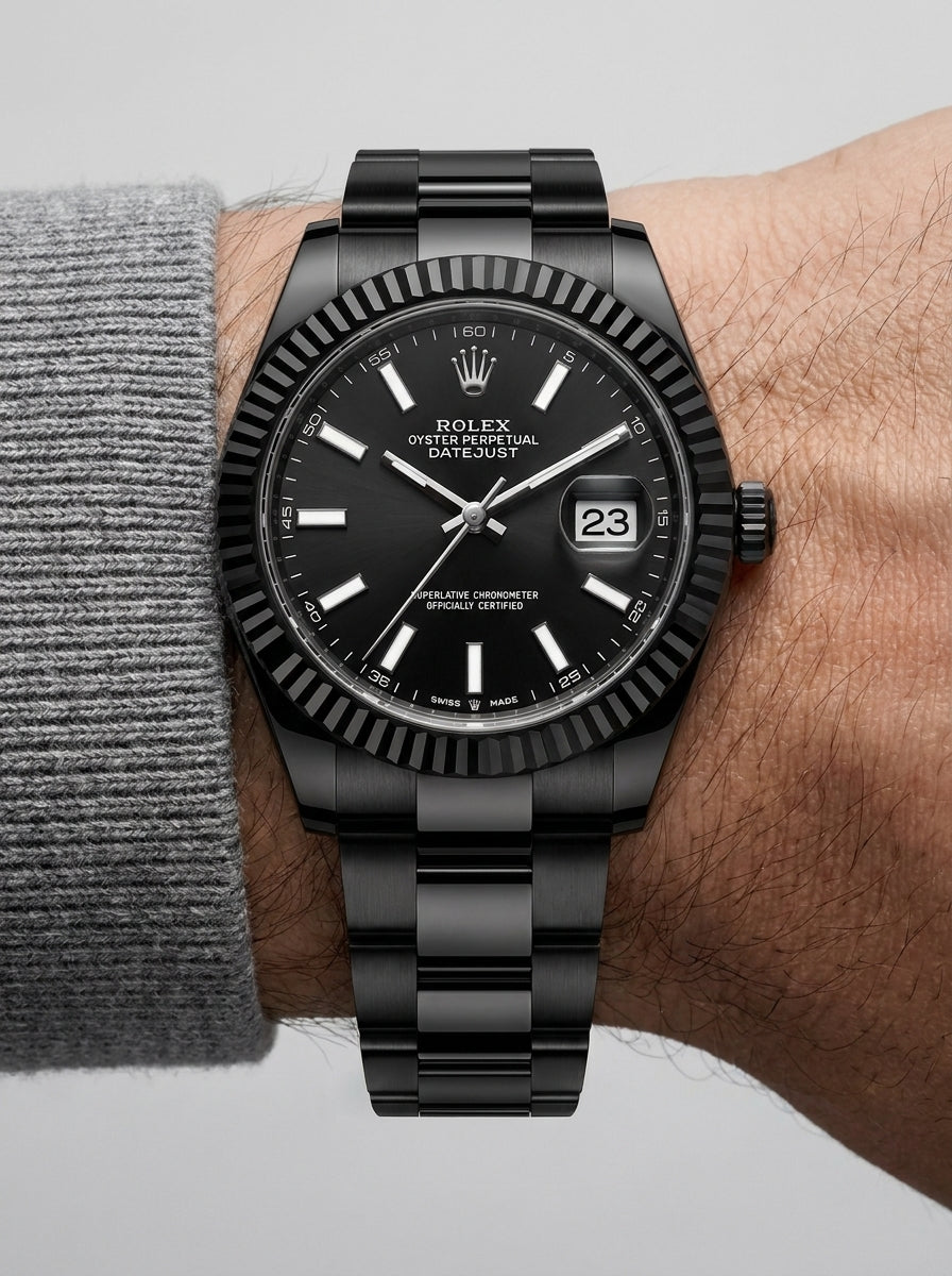 Rolex Datejust 41mm — Full Black Men's Watch worn on model wrist Lebanon - ChronoVault