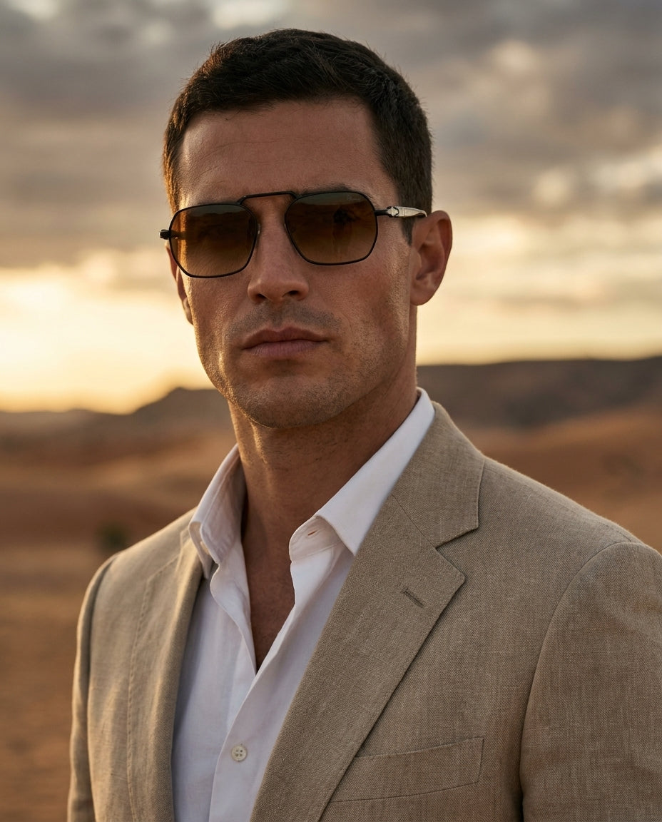 Persol PO3310S – Black Brown sunglasses on male model – ChronoVault Lebanon