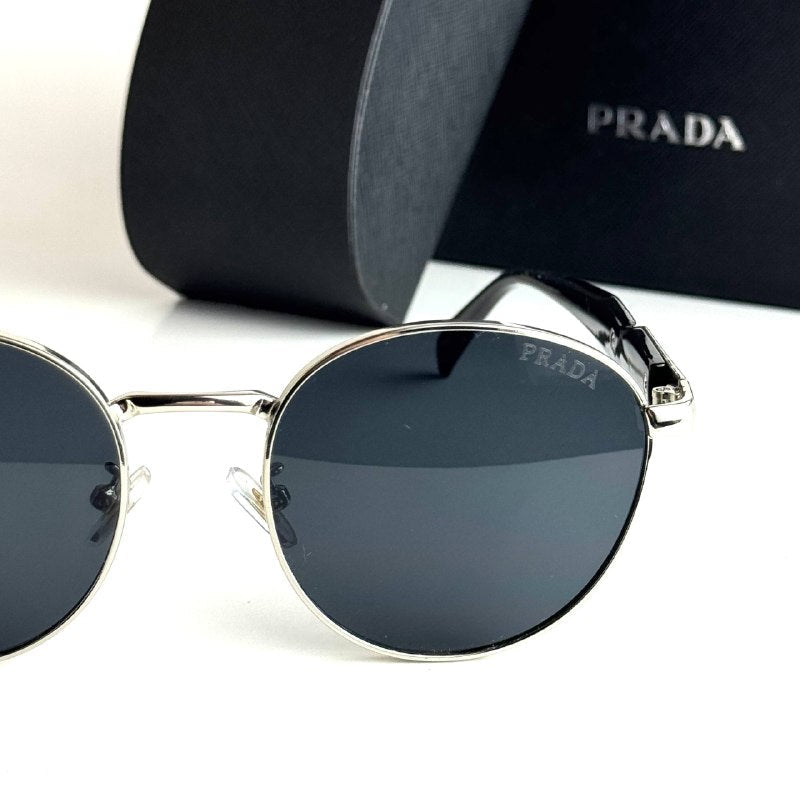 Prada Milano Round Silver Black Sunglasses Front View Lebanon - ChronoVault - view 5