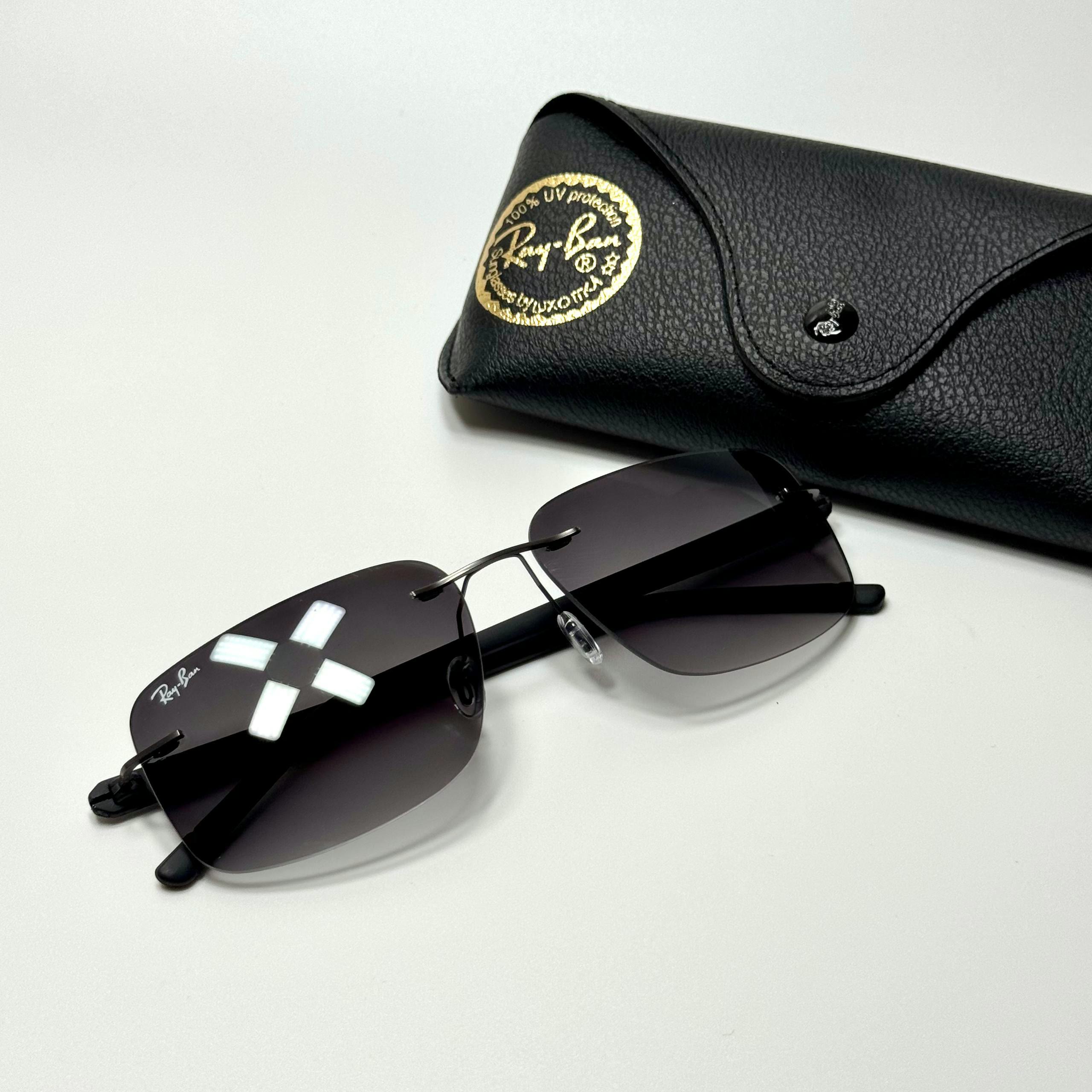 Ray-Ban Rimless Lightweight RB3708 Black Grey women's sunglasses Lebanon - ChronoVault - view 3