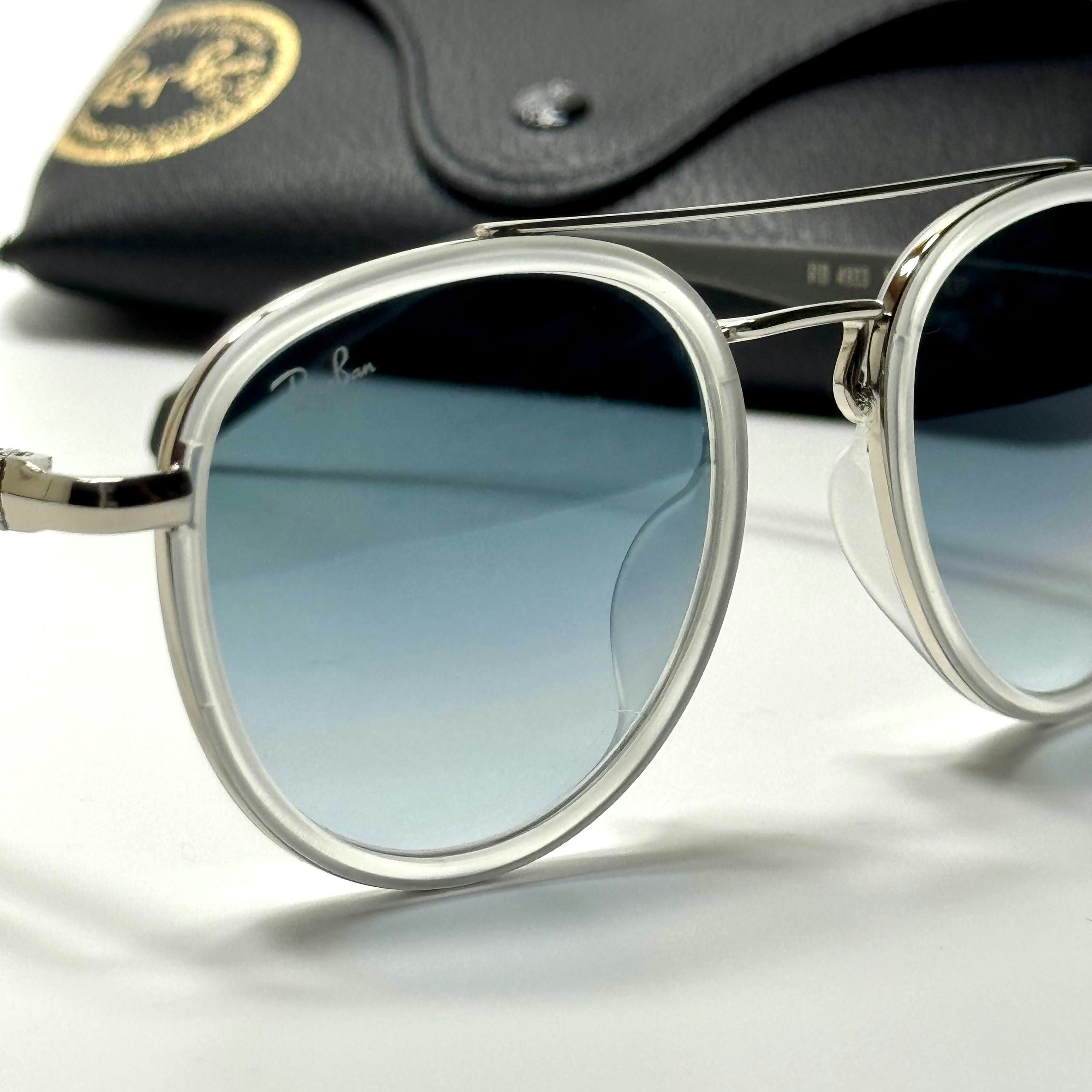 Ray-Ban Round Aviator RB3857 White Blue women's sunglasses Lebanon - ChronoVault - view 2