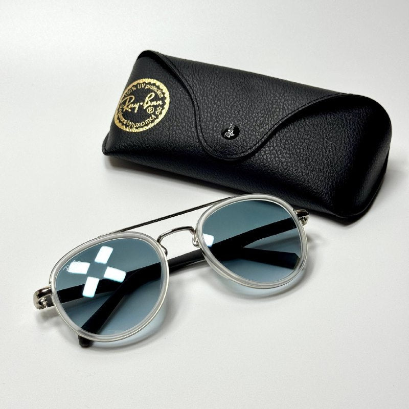 Ray-Ban Round Aviator RB3857 White Blue women's sunglasses Lebanon - ChronoVault - view 5