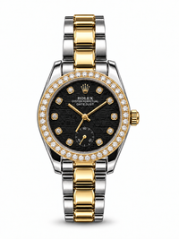 Rolex Datejust 34mm women's watch Lebanon - two-tone steel and gold case with diamond bezel, black logo-motif dial with diamond markers, two-tone Oyster bracelet