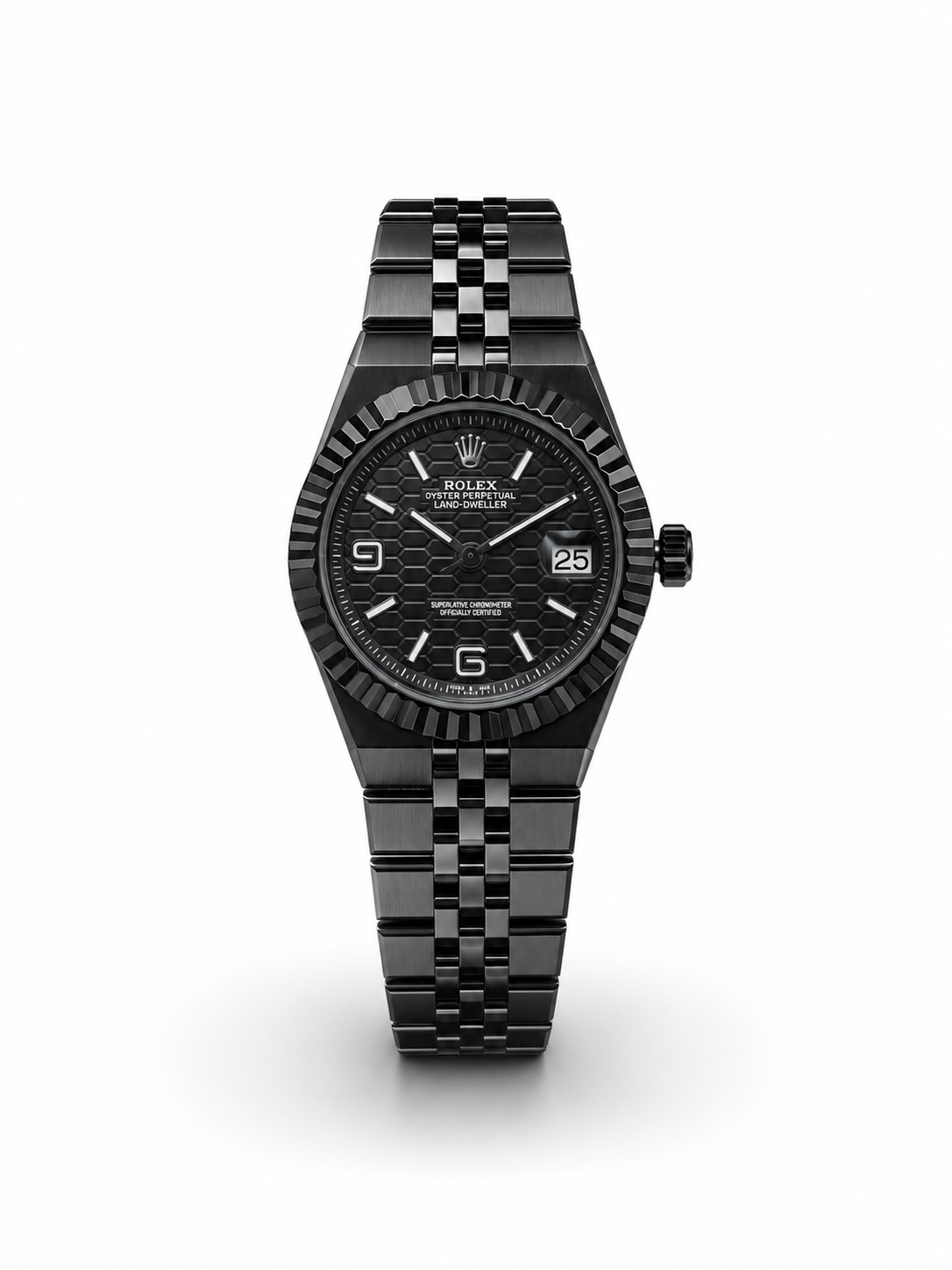 Rolex Oyster Perpetual Land-Dweller 34mm Full Black Dial Women Watch Front View Lebanon - ChronoVault