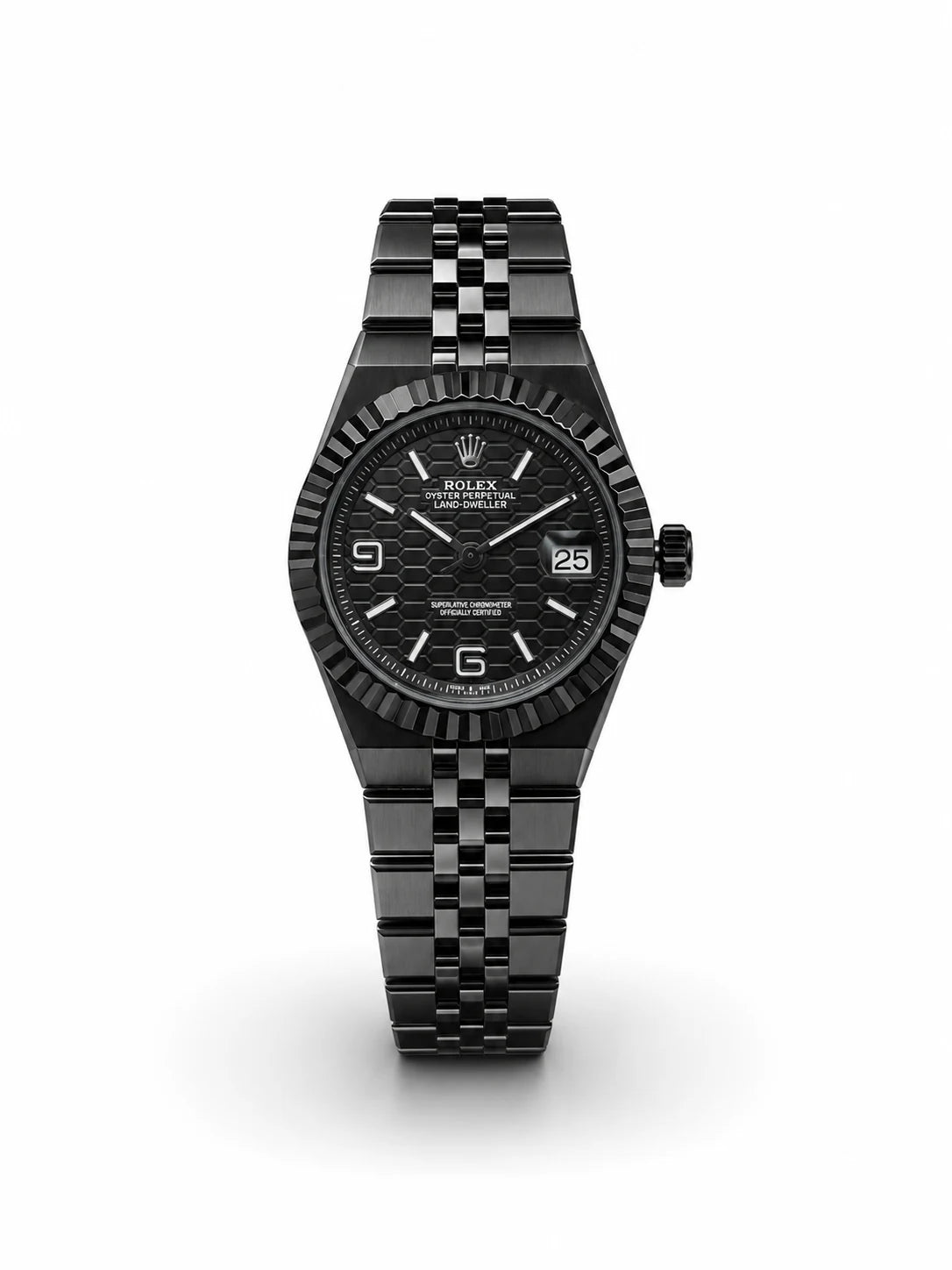 Rolex Oyster Perpetual Land-Dweller 34mm Full Black Dial Women Watch Front View Lebanon - ChronoVault