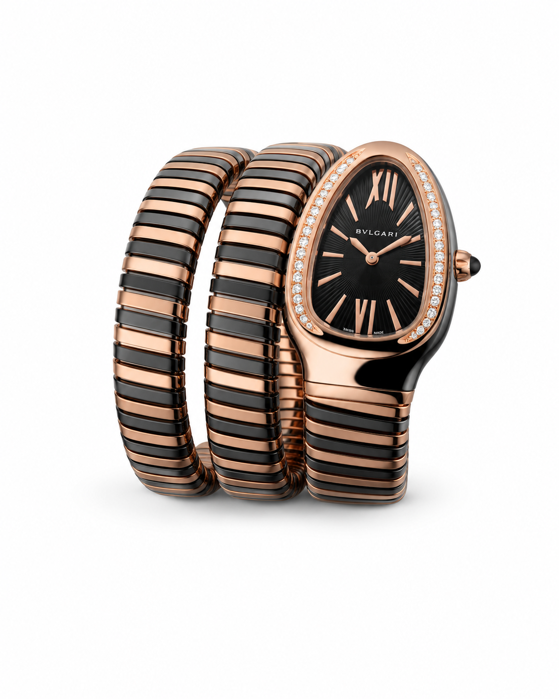 Bvlgari Serpenti Tubogas Rose Gold Two-Tone Black Diamond Women's Watch Lebanon