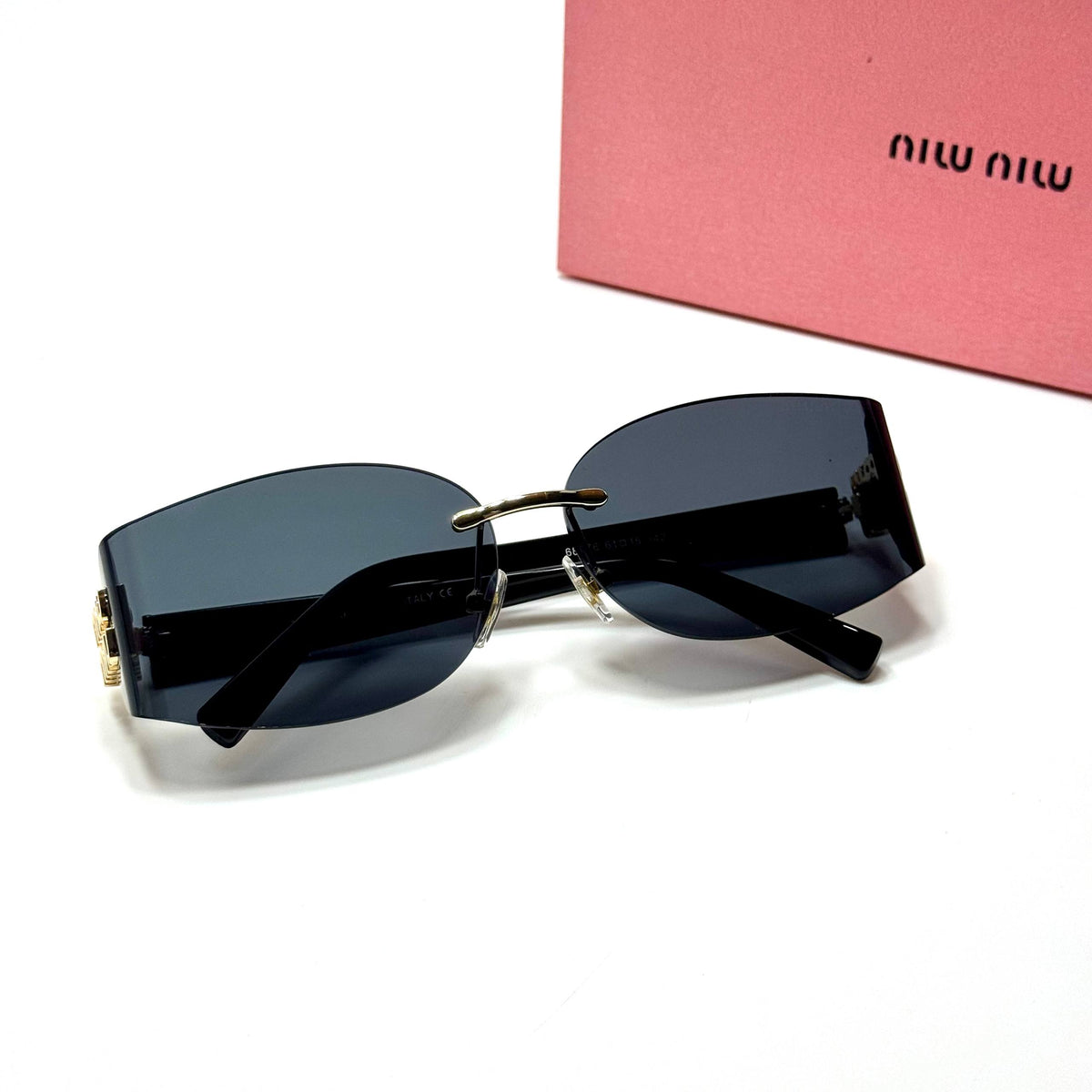 Miu Miu Rimless Rectangular SMU 04ZS – Black Logo women's sunglasses Lebanon - ChronoVault - view 3