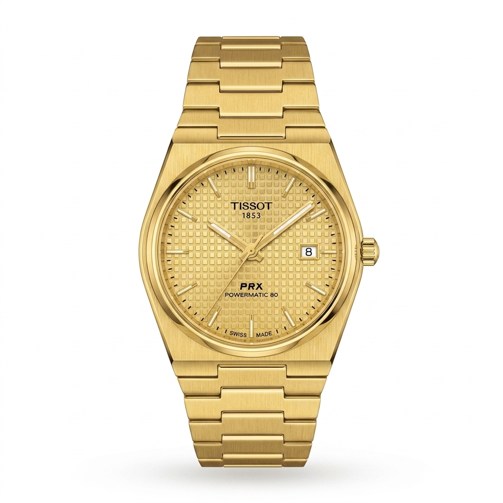 Tissot PRX Powermatic 80 Full Gold Men Watch Front View Lebanon - ChronoVault