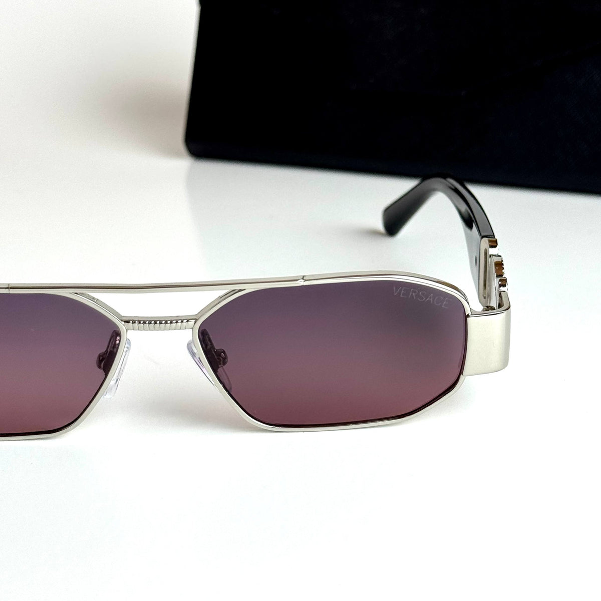 Versace Rectangular VE2267 Silver Purple Sunglasses Front View Lebanon - ChronoVault - view 5
