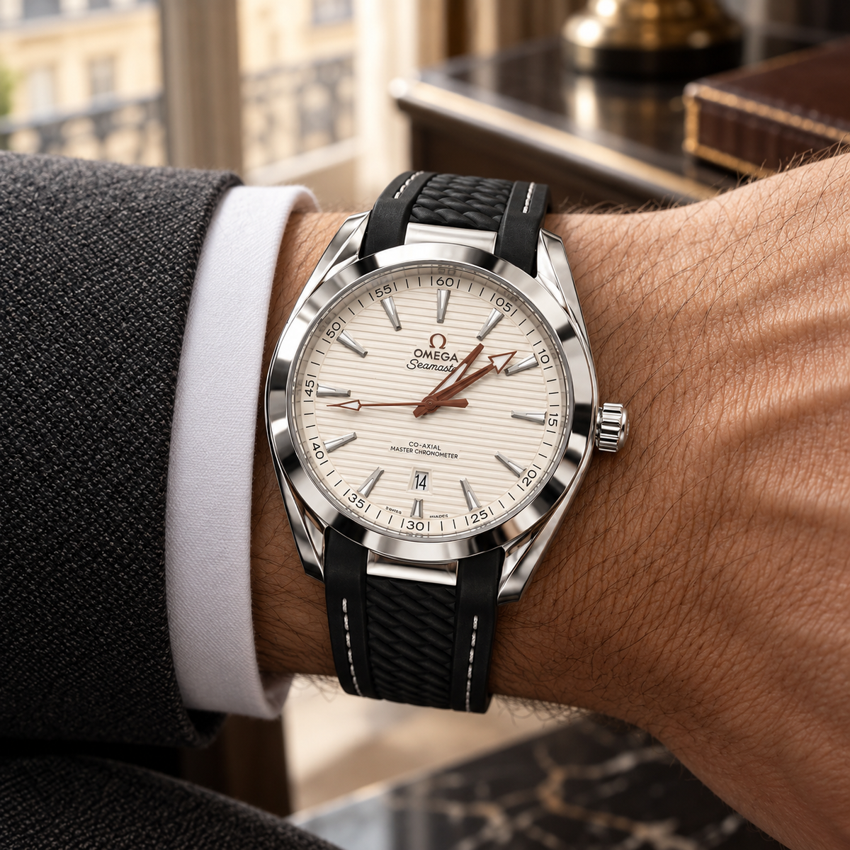 Omega Seamaster Aqua Terra men's watch on wrist view Lebanon - ChronoVault
