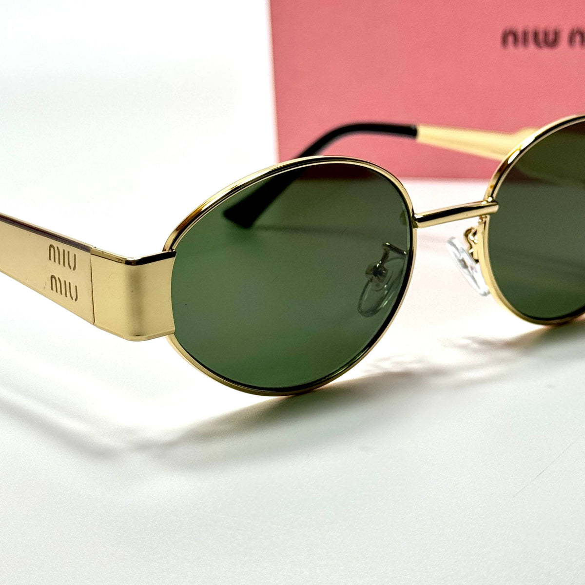 Miu Miu Oval SMU51Y – Gold Green women's sunglasses Lebanon - ChronoVault - view 2