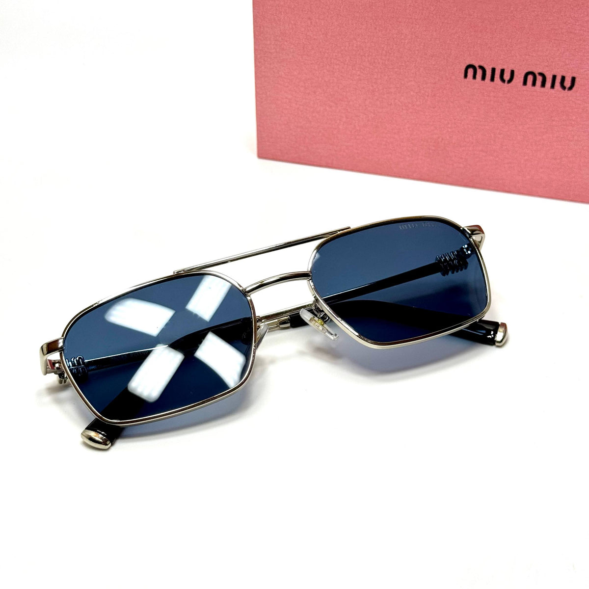 Miu Miu Double Bridge SMU 54Y – Silver Blue women's sunglasses Lebanon - ChronoVault - view 3