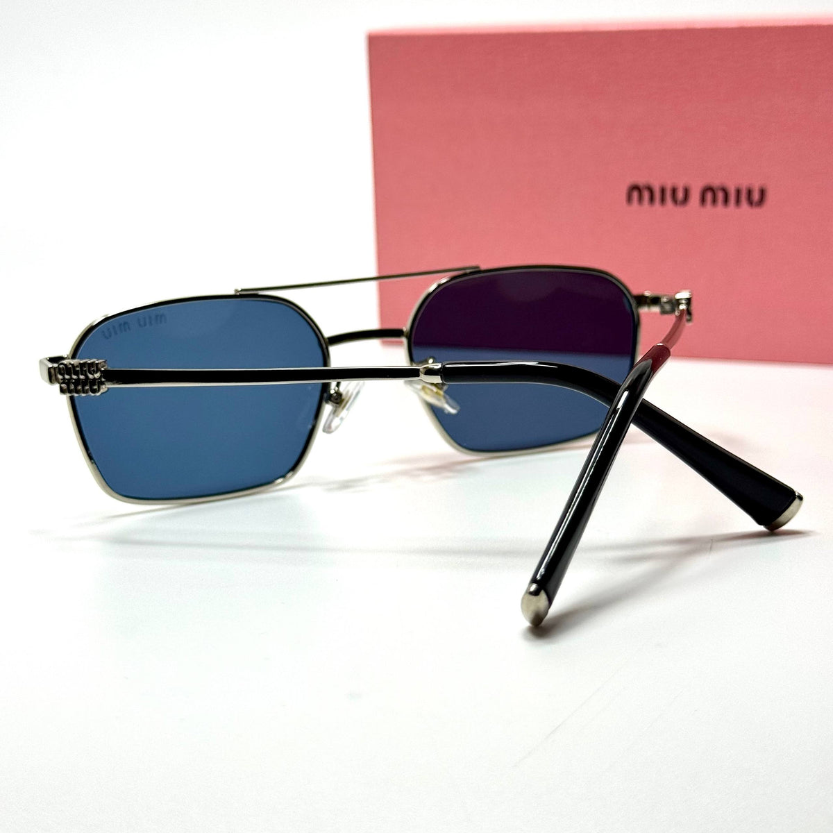Miu Miu Double Bridge SMU 54Y – Silver Blue women's sunglasses Lebanon - ChronoVault - view 4