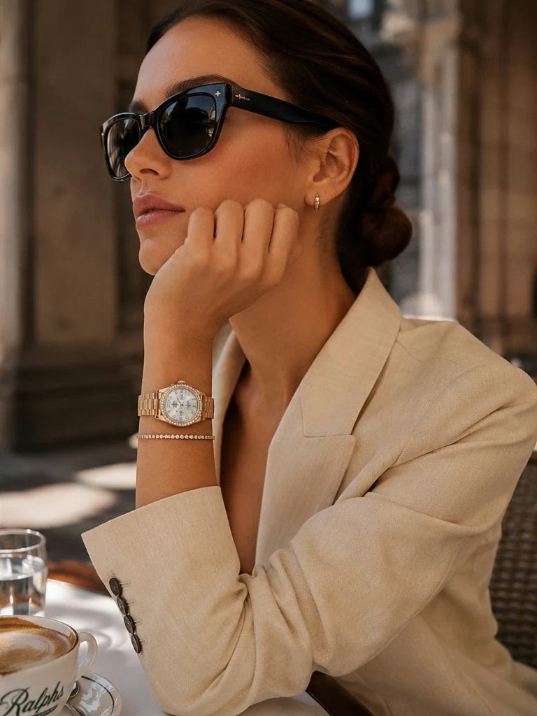 Rolex Day-Date Gold Cream Diamond on wrist Lebanon