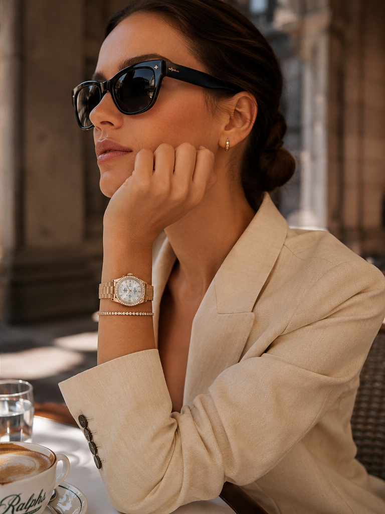 Day-Date Gold / Cream dial / Diamond Bezel (women)
