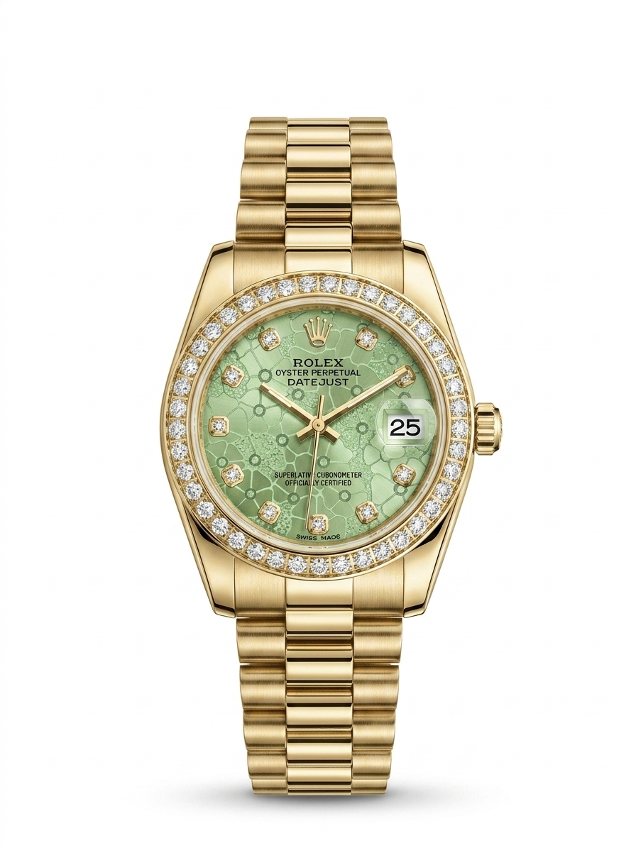Day-Date Gold / Limited Green dial / Diamond Bezel (women)