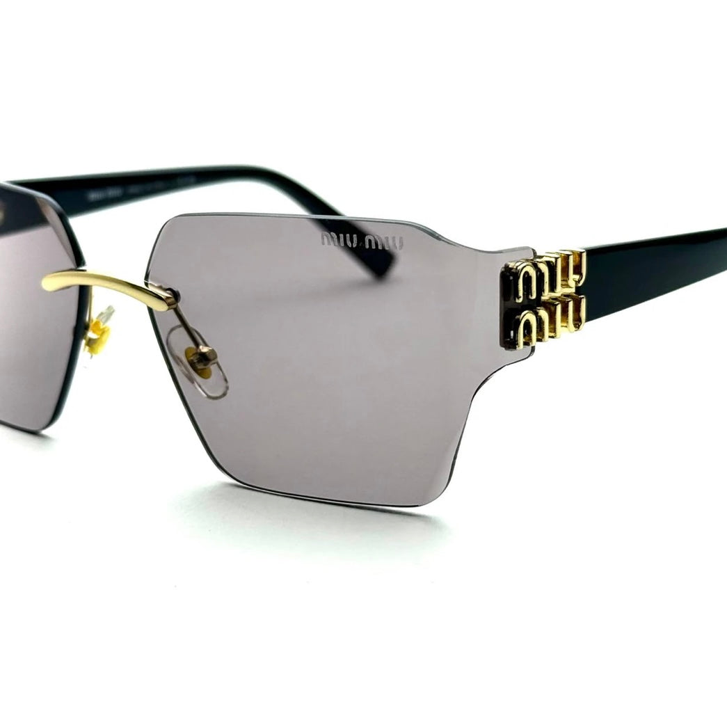 Miu Miu MU 04RS Rimless Oversized Sunglasses – Gradient Grey