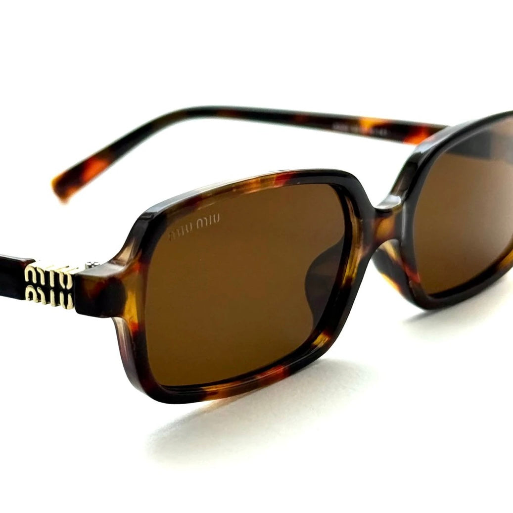 Miu Miu Rectangular Regard – Tortoise Frame / Brown Lenses