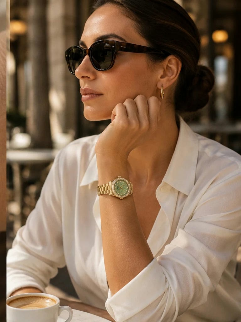 Rolex Day-Date Gold Green on wrist Lebanon