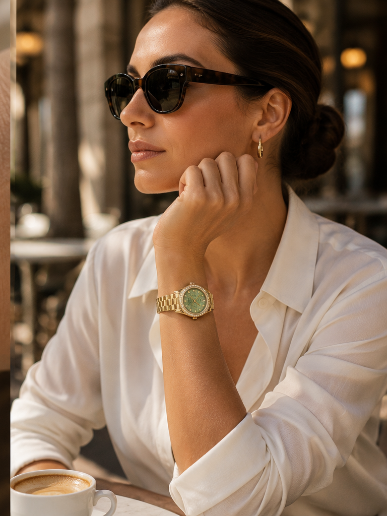 Day-Date Gold / Limited Green dial / Diamond Bezel (women)