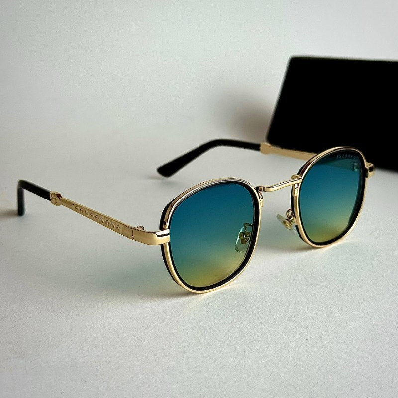 Gentle Monster Luna Gold Blue Gradient Sunglasses Side View Lebanon - ChronoVault
