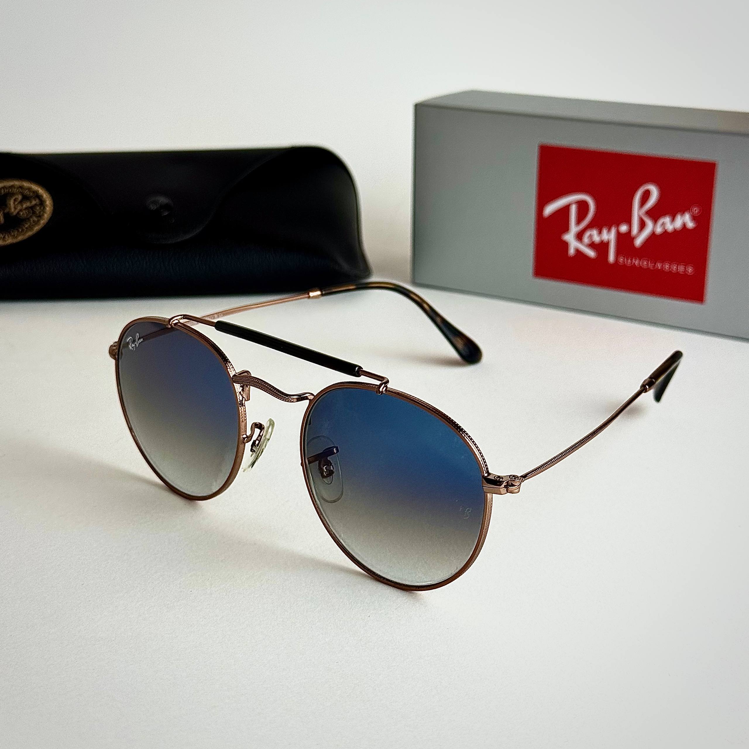 Ray-Ban Round RB3447 Rose Gold Blue Gradient Sunglasses Lebanon - ChronoVault