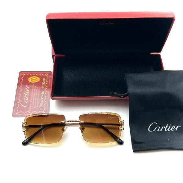 Cartier CT0425S Rimless Gold Havana Gradient Sunglasses Detail Lebanon – ChronoVault