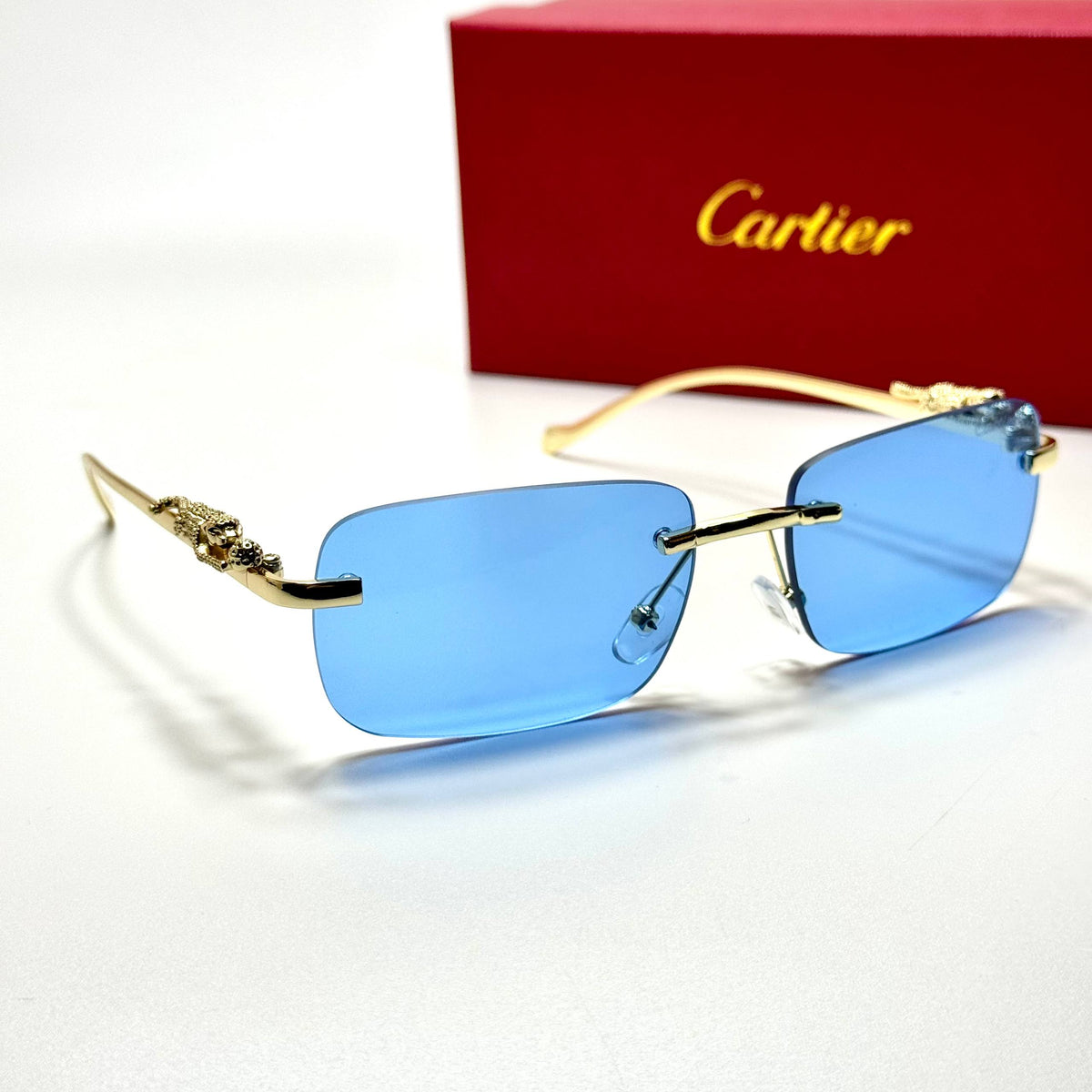 Cartier Panthère Rimless CT0439S Gold Blue unisex sunglasses Lebanon - ChronoVault - view 5