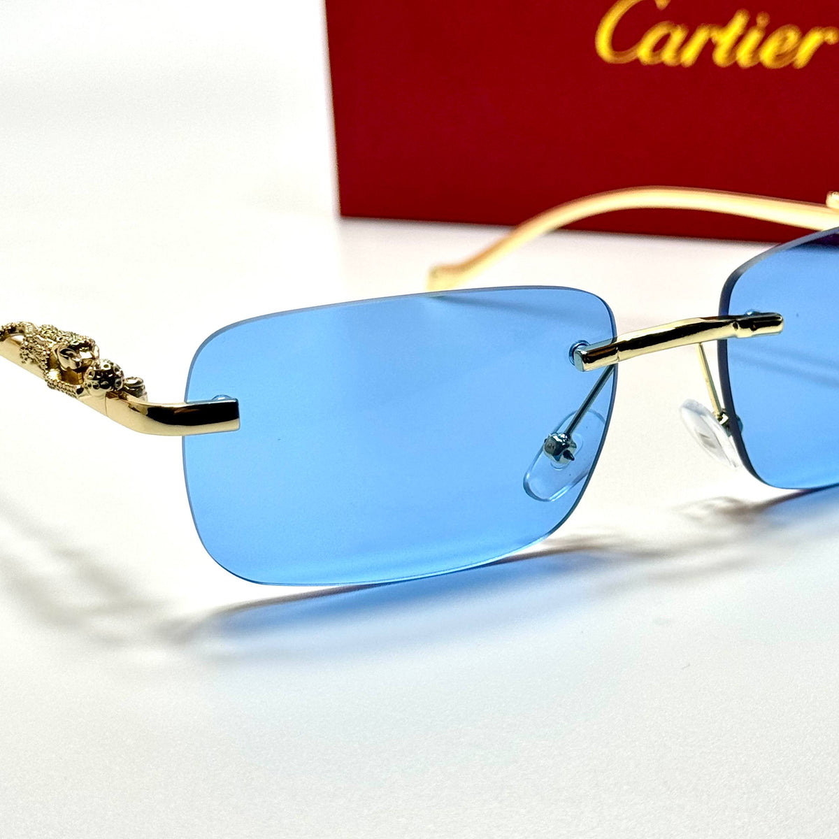 Cartier Panthère Rimless CT0439S Gold Blue unisex sunglasses Lebanon - ChronoVault - view 2