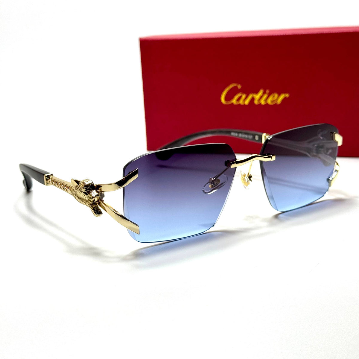 Cartier Rimless Geometric SMU54Y Gold Grey unisex sunglasses Lebanon - ChronoVault - view 5