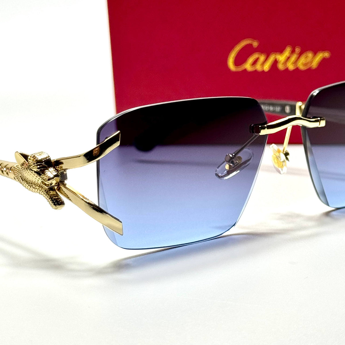 Cartier Rimless Geometric SMU54Y Gold Grey unisex sunglasses Lebanon - ChronoVault - view 2
