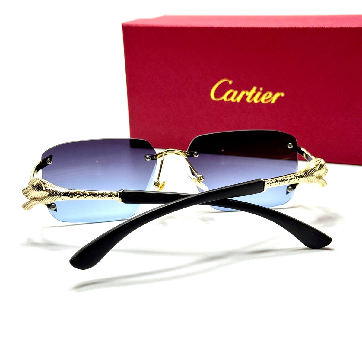 Cartier Rimless Geometric SMU54Y Gold Grey unisex sunglasses Lebanon - ChronoVault - view 4