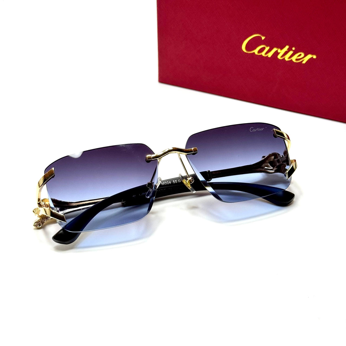 Cartier Rimless Geometric SMU54Y Gold Grey unisex sunglasses Lebanon - ChronoVault - view 3