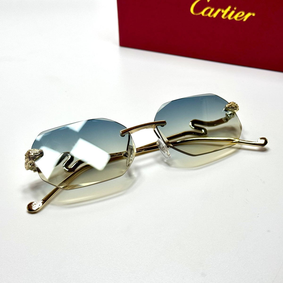 Cartier Rimless SMU54Y Gold Grey unisex sunglasses Lebanon - ChronoVault - view 4