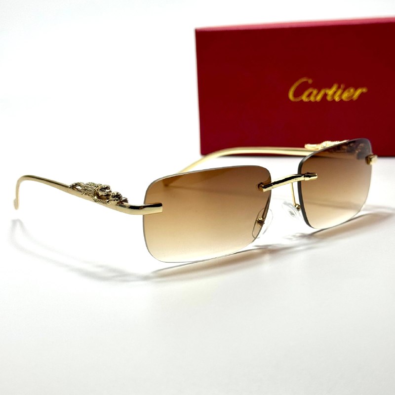 Cartier Rimless CT0432S Gold Brown unisex sunglasses Lebanon - ChronoVault - view 5