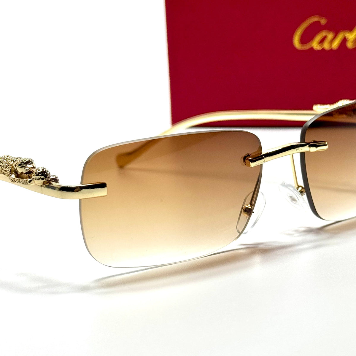 Cartier Rimless CT0432S Gold Brown unisex sunglasses Lebanon - ChronoVault - view 2