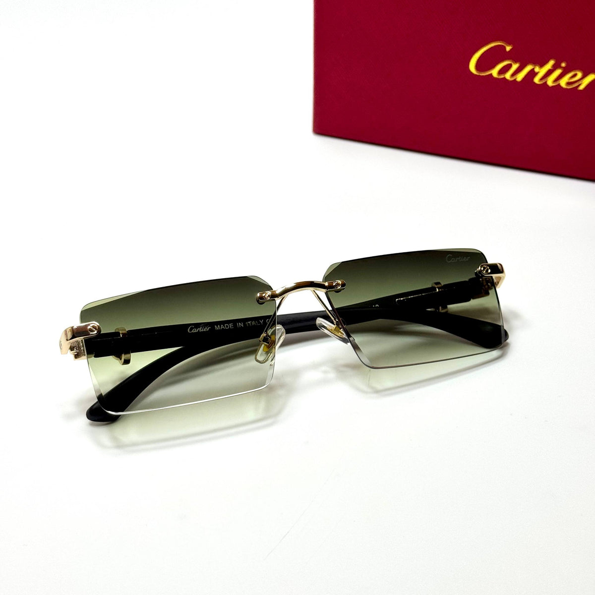 Cartier Rimless Rectangular CT0446S Gold Green Gradient unisex sunglasses Lebanon - ChronoVault - view 4