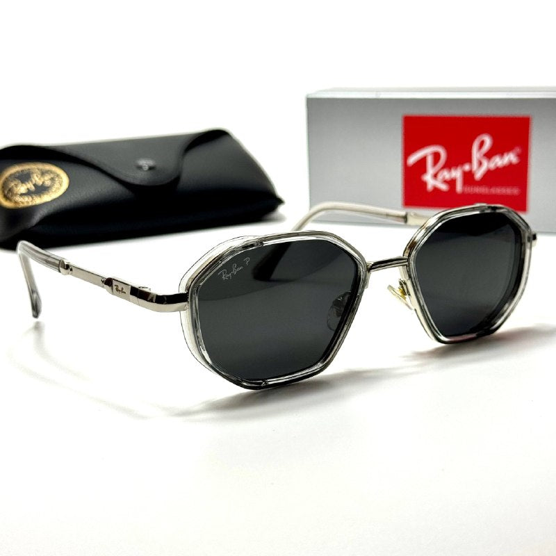 Ray-Ban Geometric RB3766 Clear Black unisex sunglasses Lebanon - transparent crystal with silver-tone detailing frame, dark grey lenses - ChronoVault - view 5