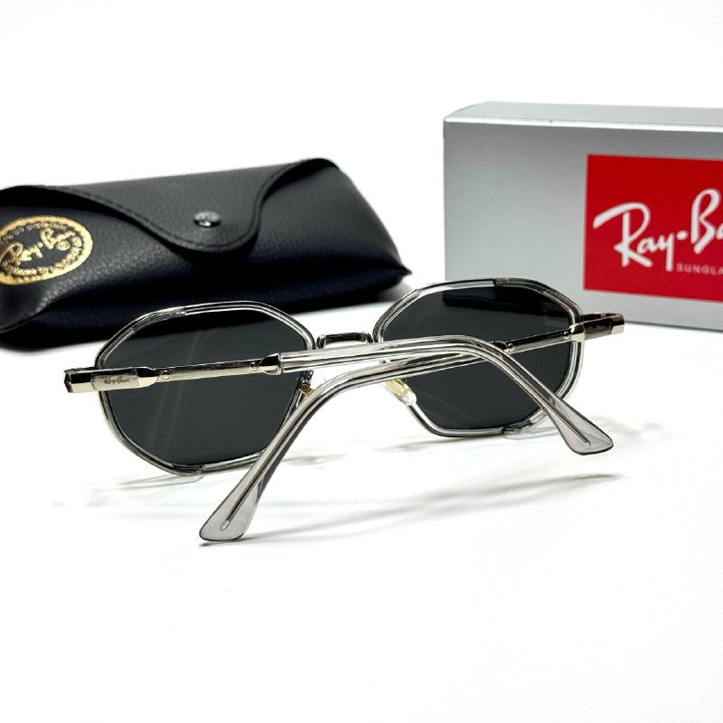 Ray-Ban Geometric RB3766 Clear Black unisex sunglasses Lebanon - transparent crystal with silver-tone detailing frame, dark grey lenses - ChronoVault - view 3