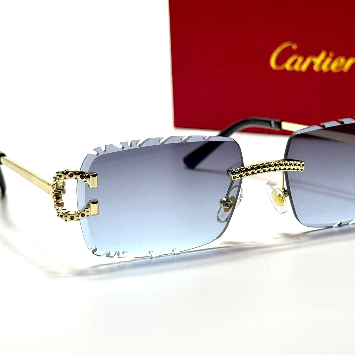 Cartier Rimless CT0518S Gold Blue Gradient unisex sunglasses Lebanon - ChronoVault - view 2