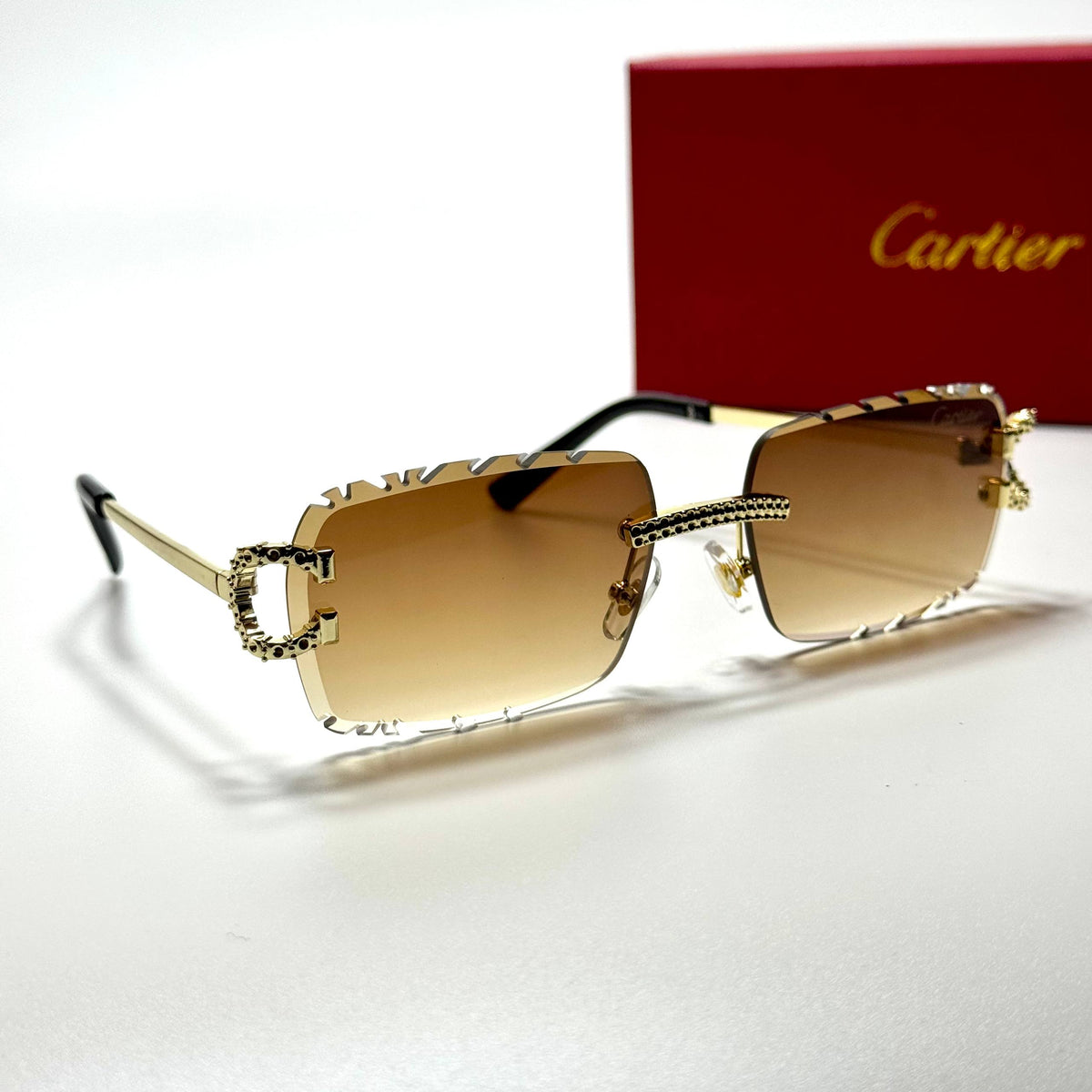 Cartier Rimless Square CT0471S Gold Brown Gradient unisex sunglasses Lebanon - ChronoVault - view 5